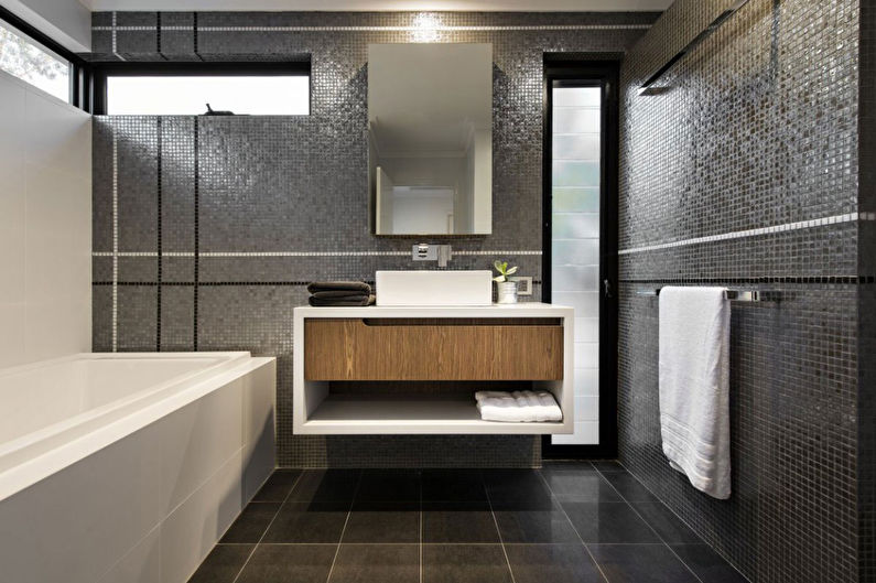 Baño gris en un estilo moderno - Diseño de interiores