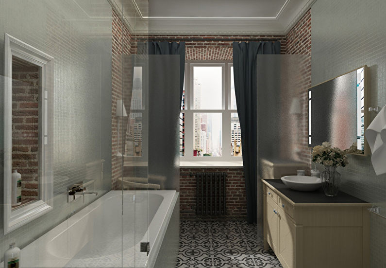 Çatı katı tarzı banyo, 8 m2