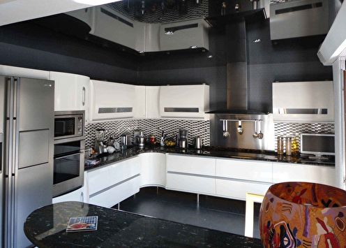 Soffitto teso in cucina (65 foto)