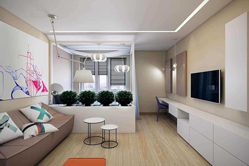 Habitación rectangular - foto de diseño de interiores