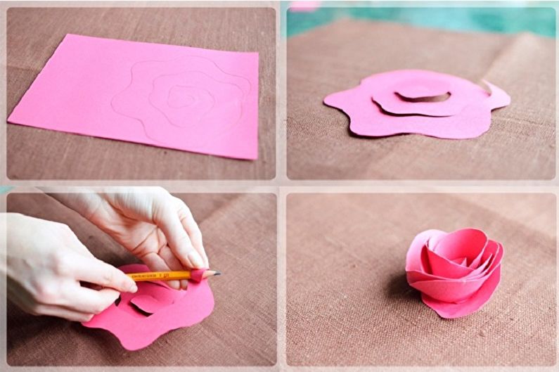 DIY giấy xoắn ốc hoa hồng