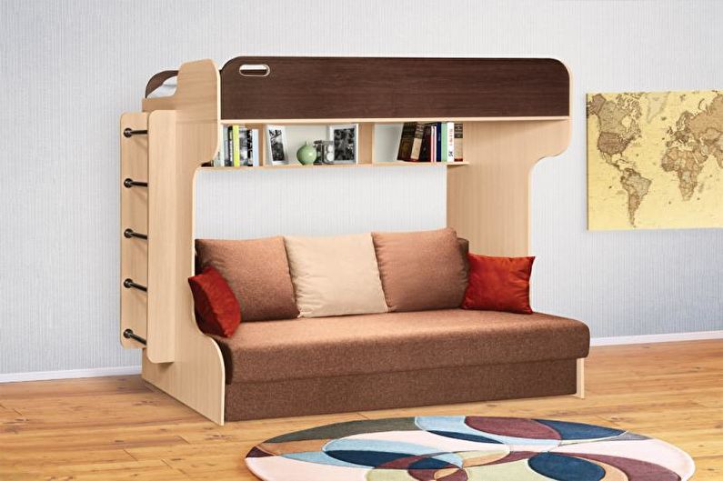 Bunk bed with sofa - photo