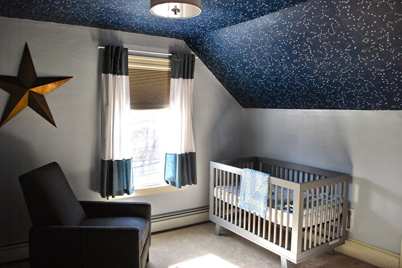 Stretch ceiling in the nursery - Starry sky