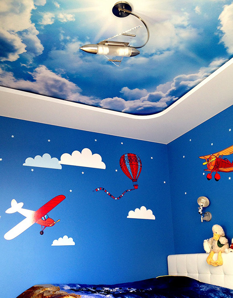 Stretch ceilings in the children's room - photo