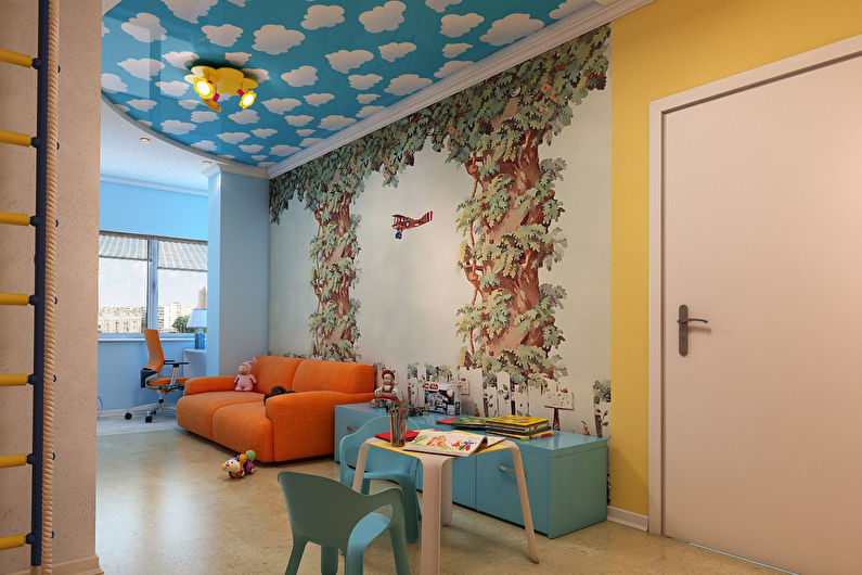 Stretch ceilings in the children's room - photo