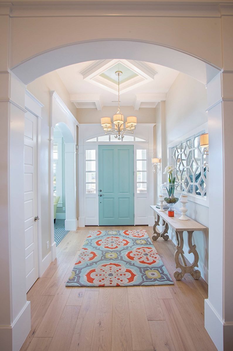 Turquoise hallway and corridor photo - Interiørdesign