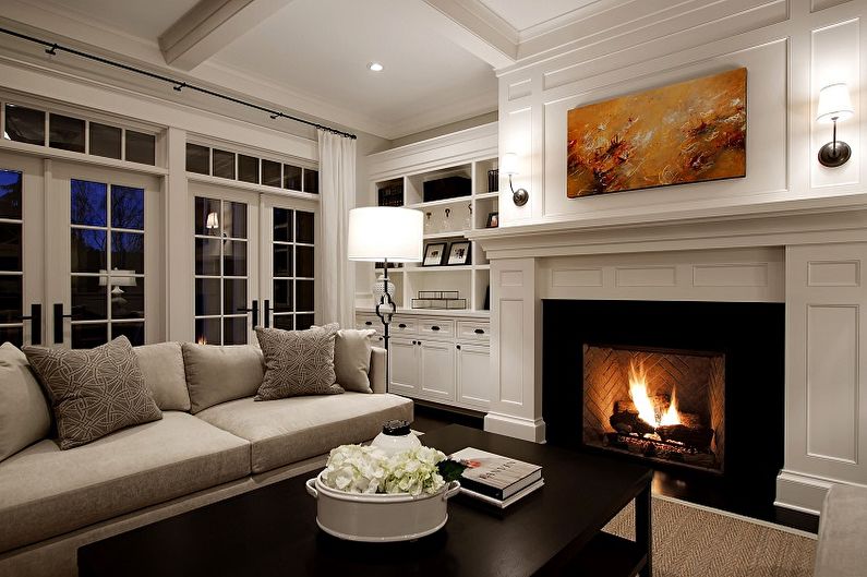 The interior design of the living room in a classic style - photo