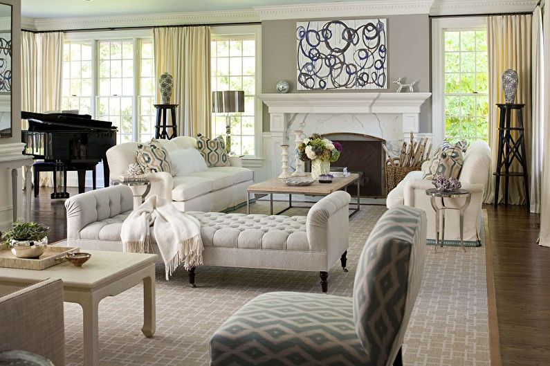 The interior design of the living room in a classic style - photo