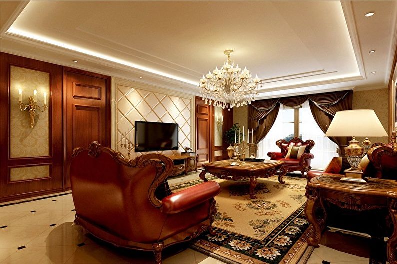 The interior design of the living room in a classic style - photo