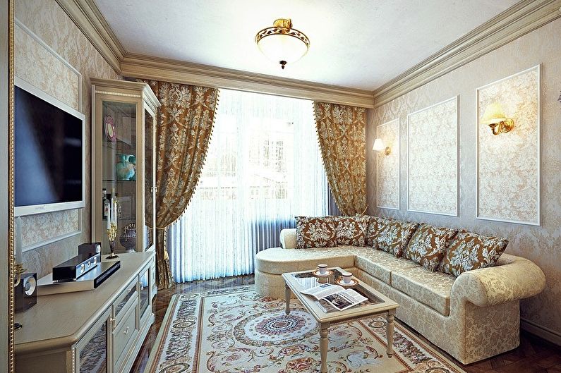 The interior design of the living room in a classic style - photo