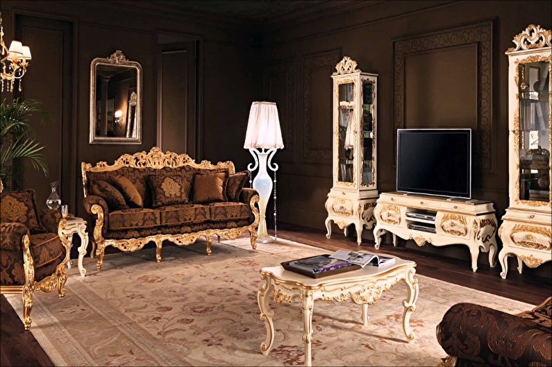 The interior design of the living room in a classic style - photo