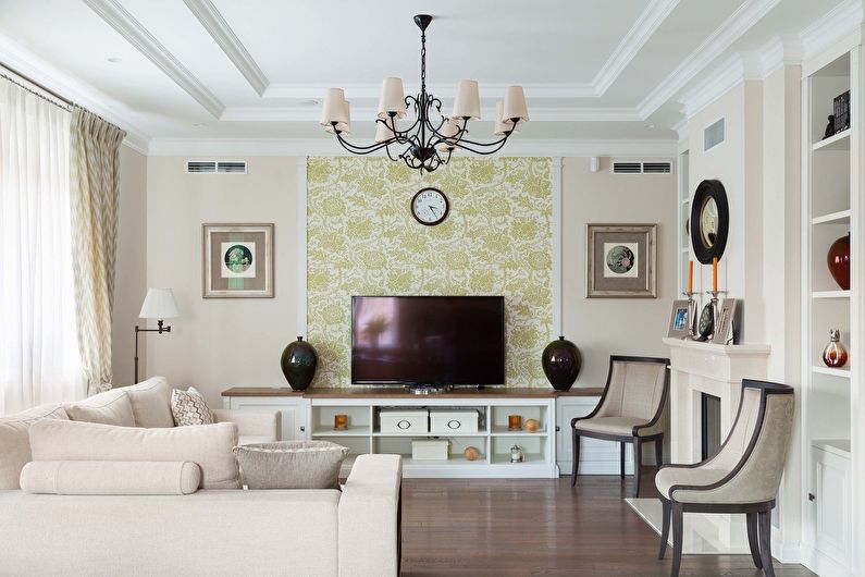 The interior design of the living room in a classic style - photo