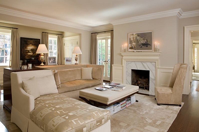 The interior design of the living room in a classic style - photo