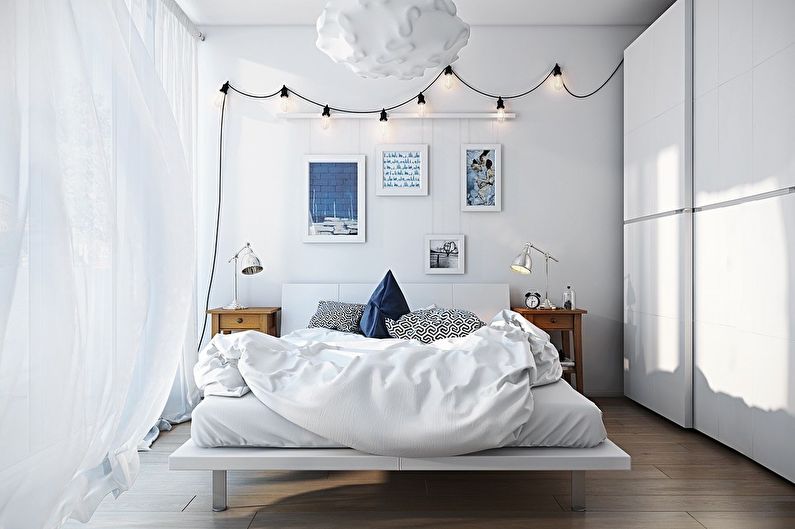 Slaapkamer in de Scandinavische stijl foto - interieur