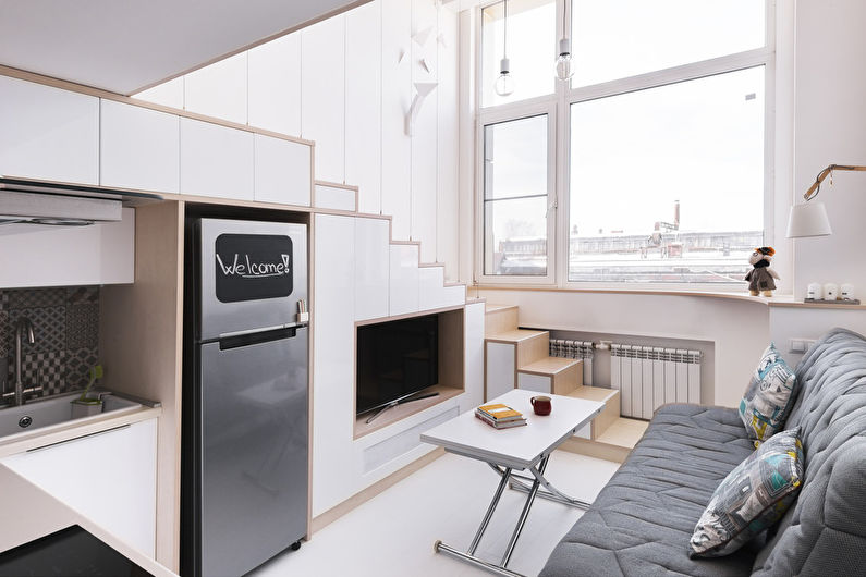 Salas ng silid 15 sq.m. sa estilo ng Scandinavian - Disenyo sa Panloob