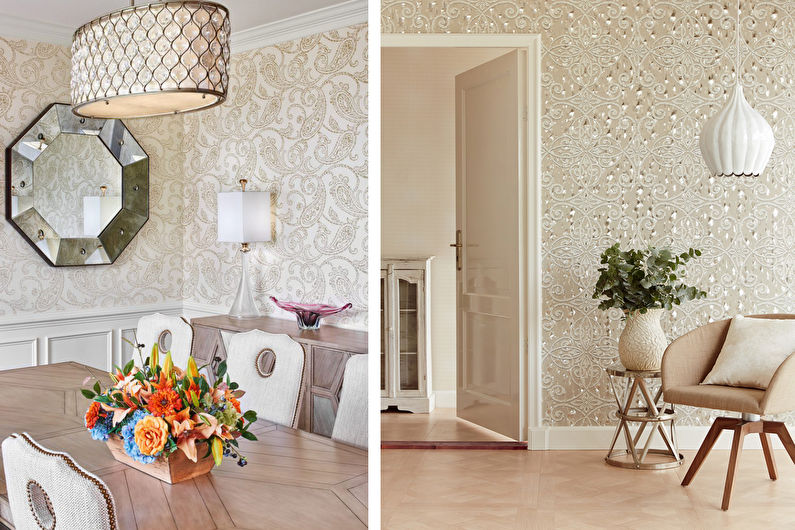 Beige wallpaper in the interior - Types of wallpaper