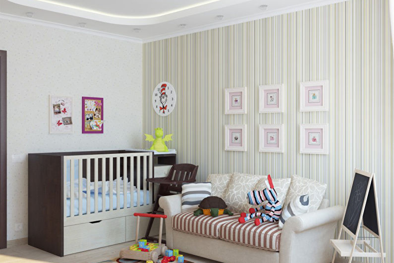 Beige wallpaper in a nursery - Interior Design