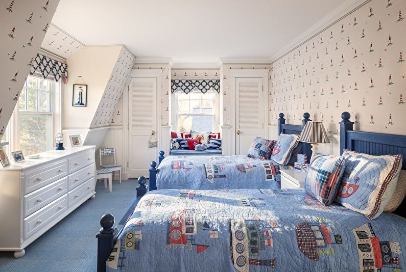 Papier peint beige dans une chambre d'enfant - Design d'intérieur