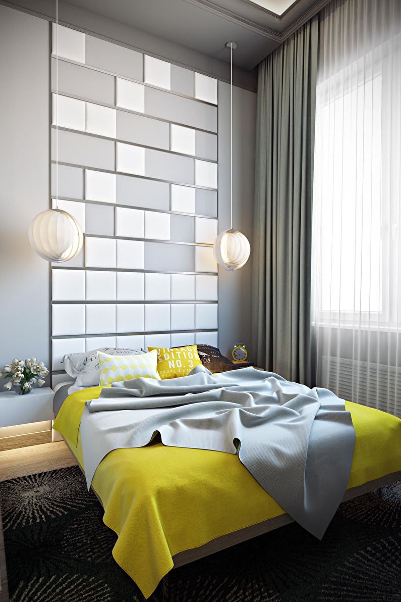 Quarto minimalismo amarelo - design de interiores