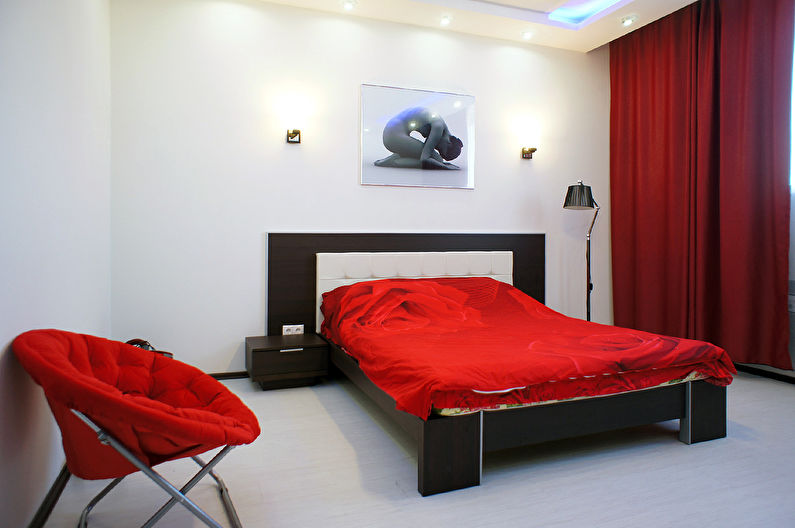 Quarto minimalista vermelho - design de interiores