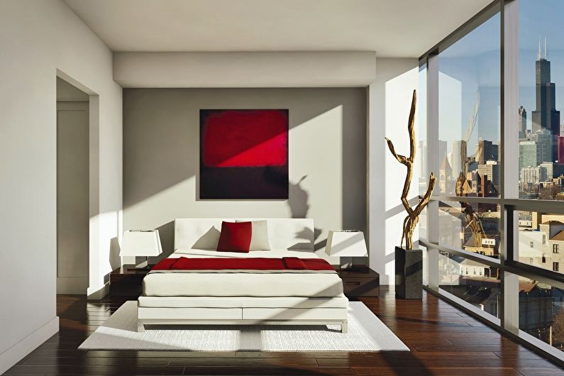 Quarto minimalista vermelho - design de interiores