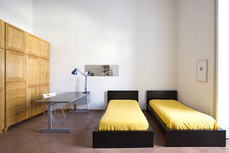 Interior design della camera da letto di stile di minimalismo - foto