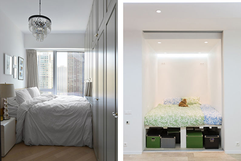 Interior design of a narrow bedroom - photo