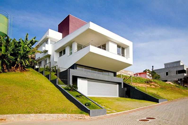 Diseños de casas modernas en estilo de alta tecnología - Casa de lujo en la ladera