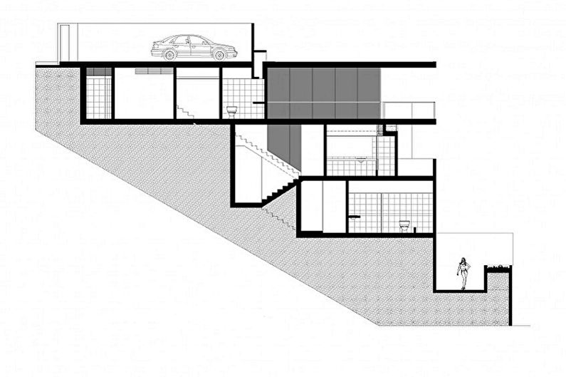 Projetos modernos de casas em estilo de alta tecnologia - Casa de luxo na encosta