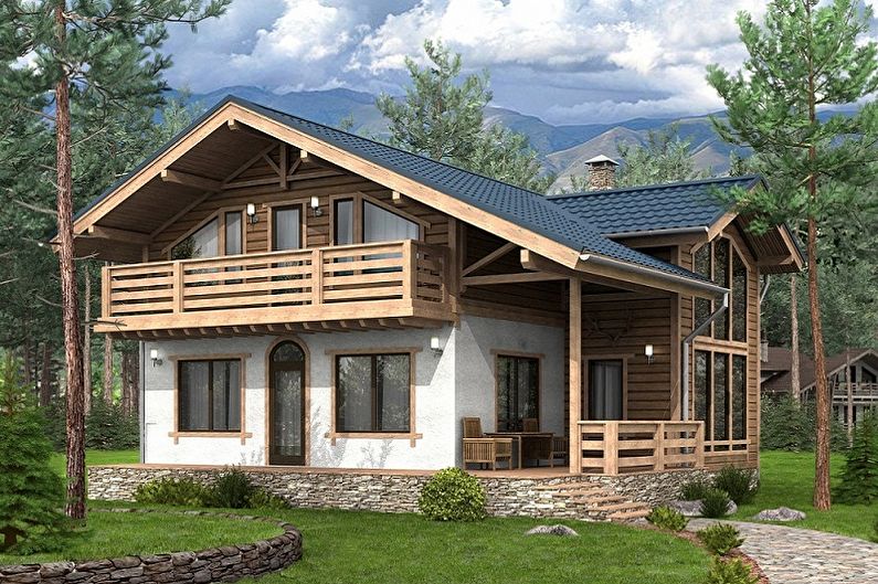 Casas de estilo chalet contemporáneo - Casa de una planta con ático y sótano