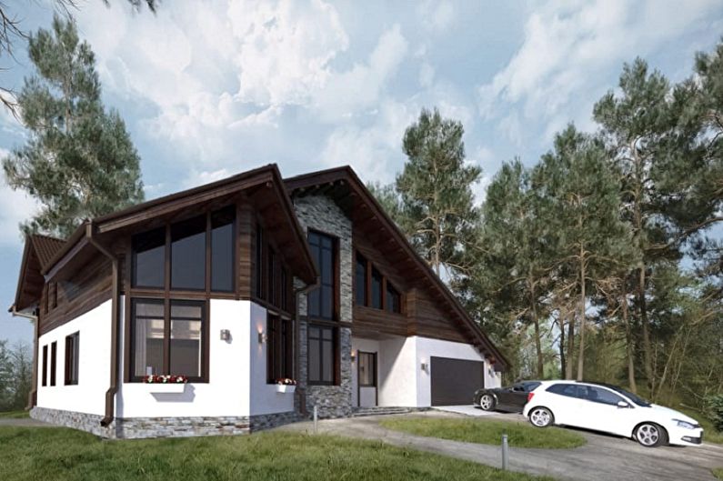 Moderna husstilsdesign - Chaletstilhus med garage