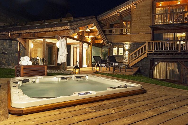 Mga modernong disenyo ng chalet style house - Cottage na may Sauna