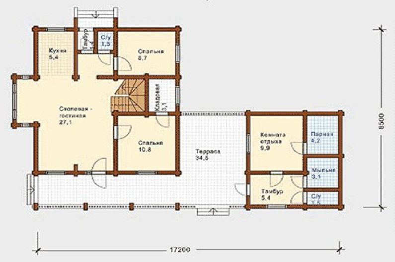 Moderne hus-design af hytter - sommerhus med sauna