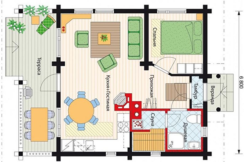 Mūsdienu kotedžu stila māju projekti - kotedža ar saunu