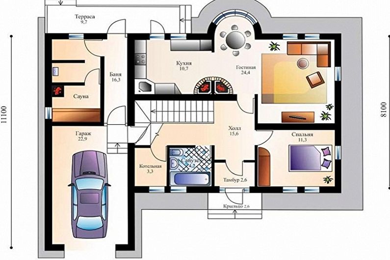 Disegni di casa in stile chalet moderno - Cottage con sauna