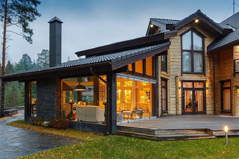 Diseños modernos de casas estilo chalet - Casa Chalet con gran porche