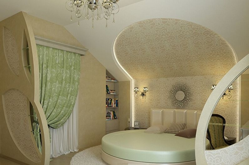 Round bed in the bedroom - photo