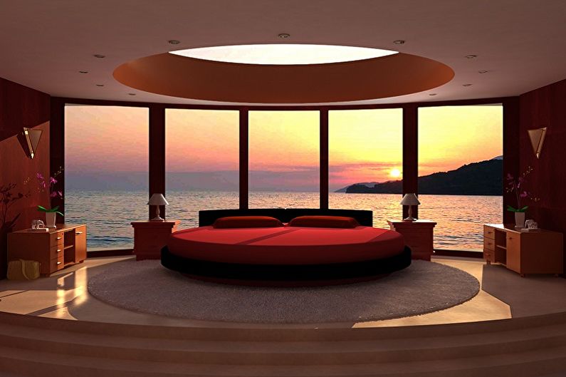 Round bed in the bedroom - photo