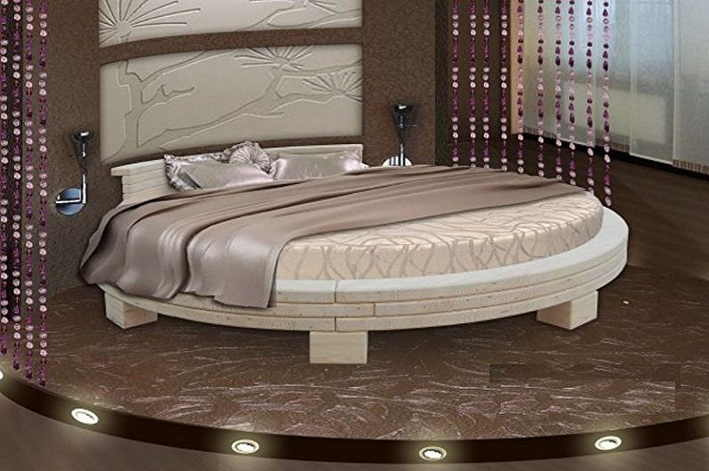 Round bed in the bedroom - photo