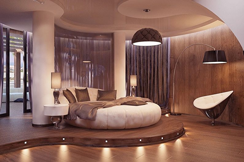 Round bed in the bedroom - photo