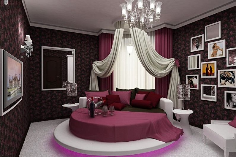 Round bed in the bedroom - photo