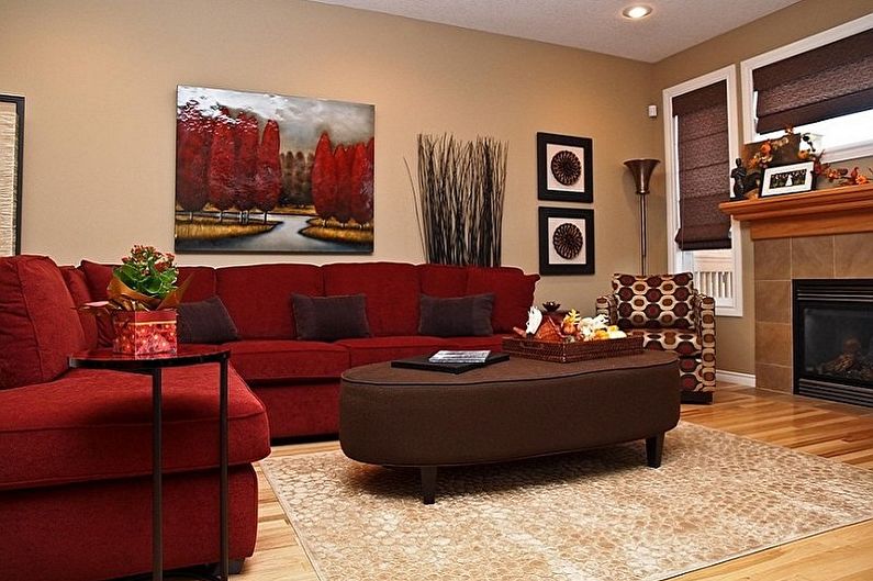 Met welke kleuren combineert rood - Living Room Design