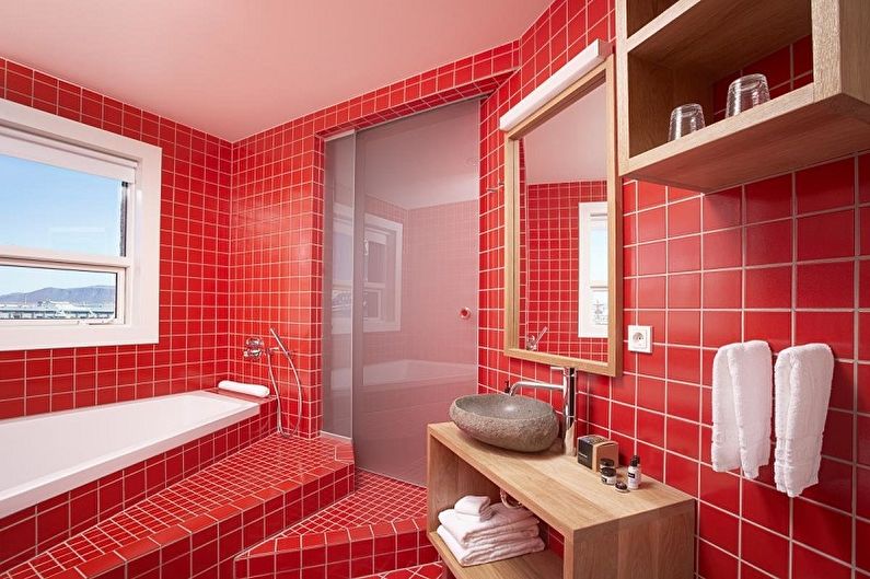 Que cores combinam com o vermelho - Bathroom Design