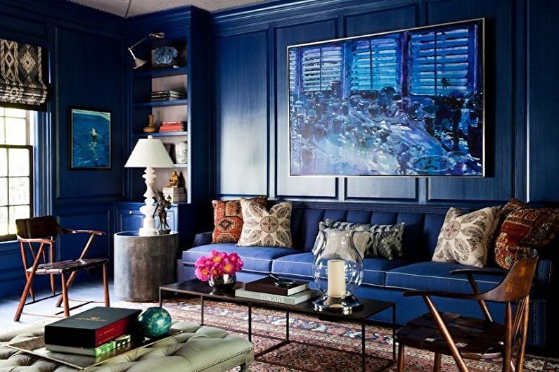 Met welke kleuren combineert blauw - Living Room Design