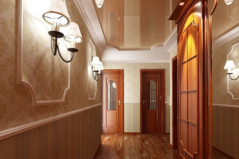 Interior design of the corridor in the apartment - photo