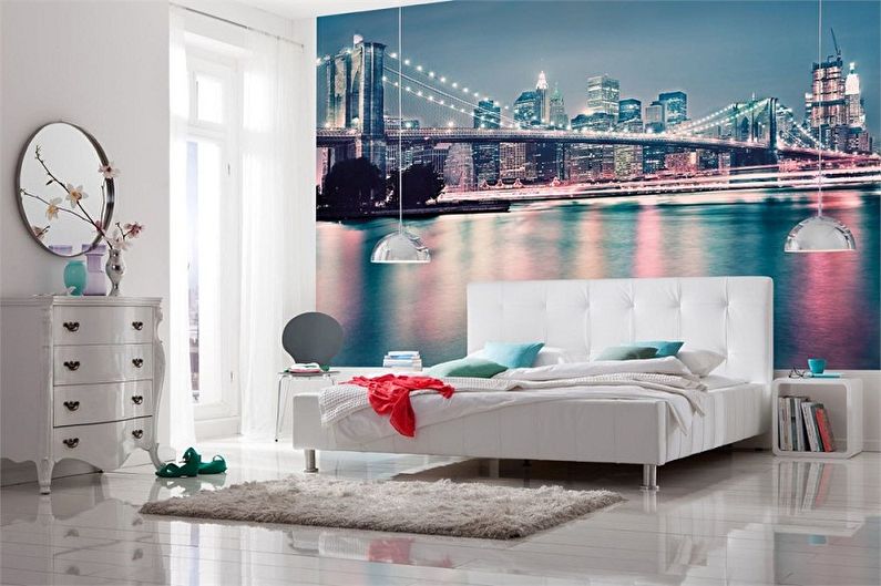 Photo wallpaper in the bedroom - photo