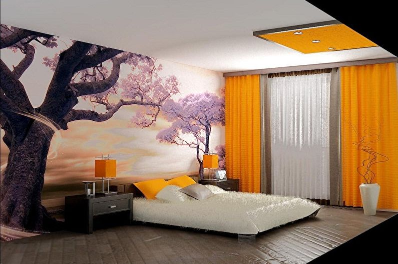 Photo wallpaper in the bedroom - photo