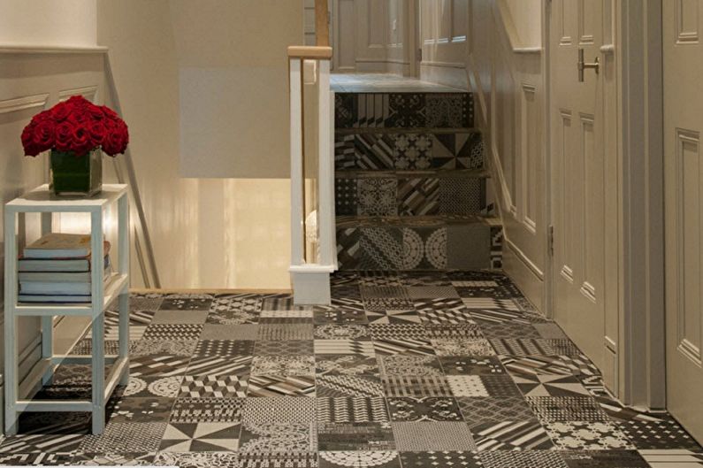 Patchwork tile in the hallway interior