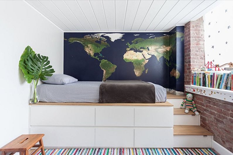 Bedpodium in het interieur: 80 foto-ideeën