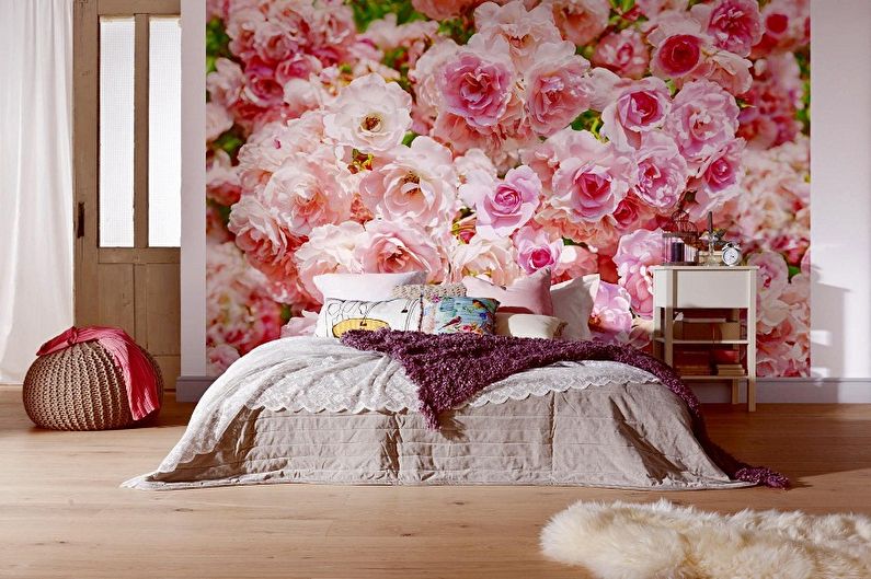 Wall mural in the bedroom: 60 photos and ideas